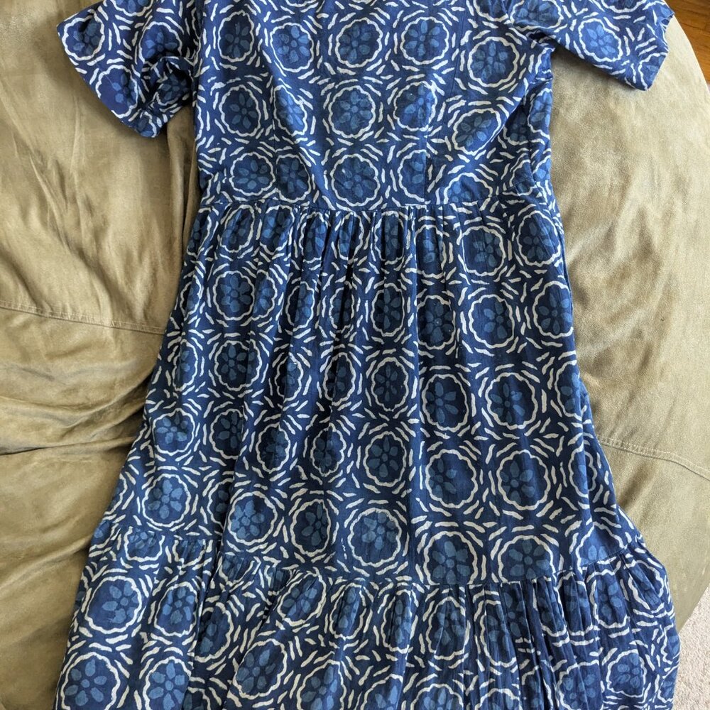 Indophilia Indigo Cotton Midi Dress with pockets - Picture 3 of 9